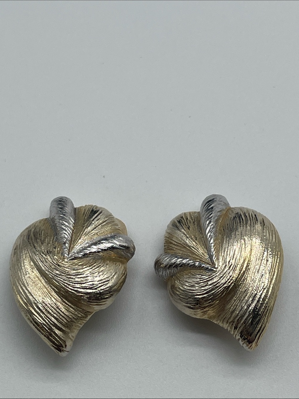 Piscitelli Two-Tone Gold and Silver Heart Clip-On Earrings for Women